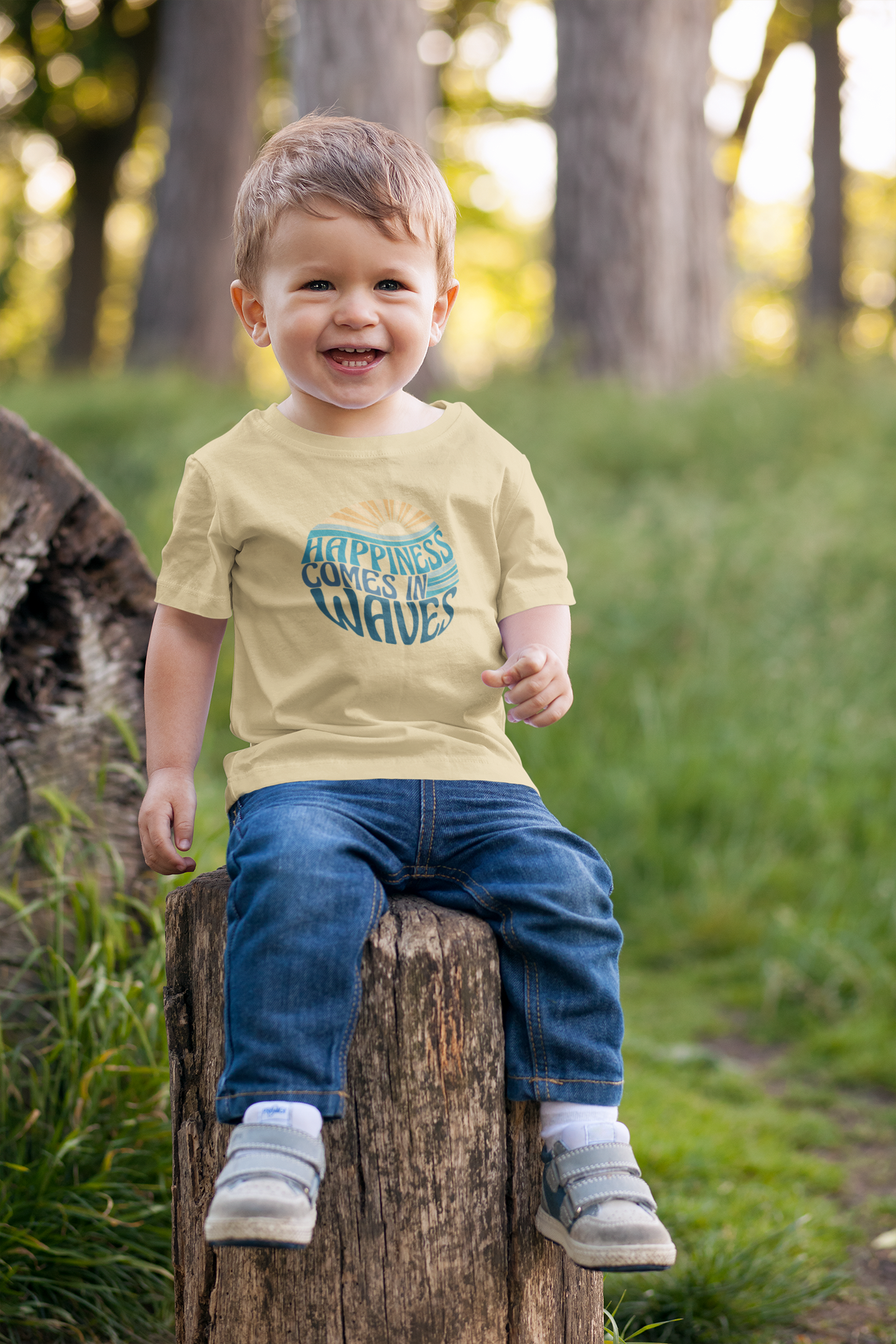 T-SHIRT FOR TODDLERS BOYS HAPPINESS IS WAVES