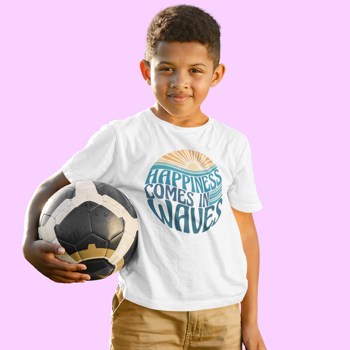 T-SHIRT FOR BOYS HAPPINESS IS WAVES
